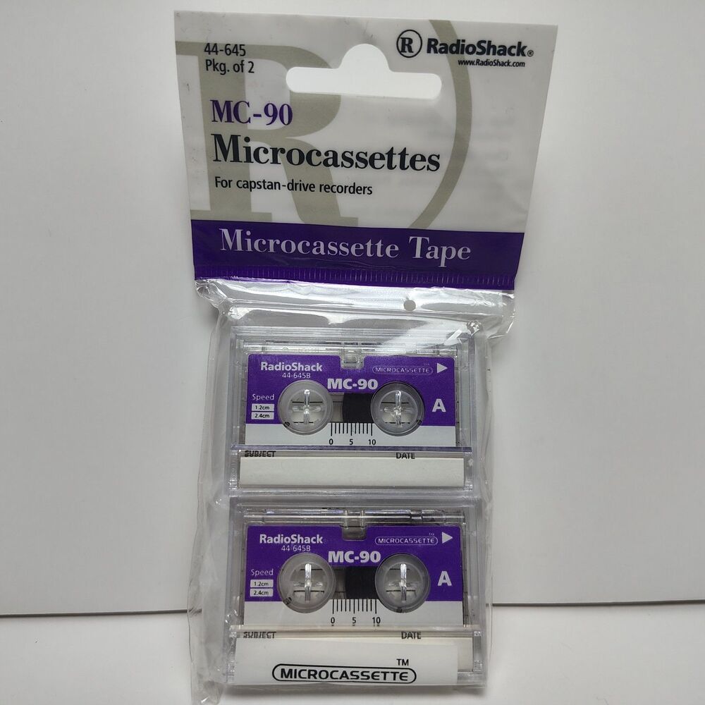RadioShack MC-90 Microcassette Tape 2 Pack 44-645 For Capstan-Driver Recorders